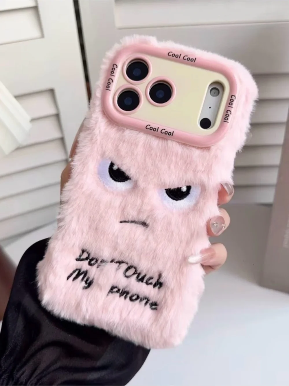Pink Fuzzy iPhone 17 Pro Max Case | Cute Plush Girly Kawaii Case